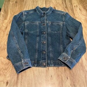 J Jill Jean Jacket Medium Wash Denim Button Up 100% Cotton Womens Size Medium